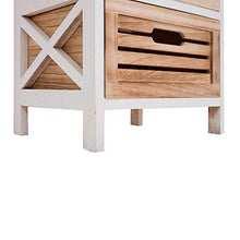 Rebecca Mobili Comodino 3 Cassetti, Mobile, Legno Paulownia, Bianco Beige, Stile Country, Camera Bagno, 56 x 35 x 25 cm (hxlxp)