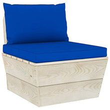 SKM Set Divani da Giardino su Pallet 6 pz con Cuscini Legno Abete (111kg) Blu-3562