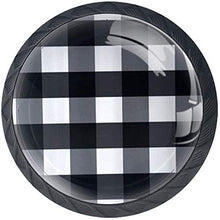Black Buffalo Check Plaid Pomelli per Porta Set di 4 Pomelli per Mobili Manopole per Cassetti Cucina Armadio Vetro
