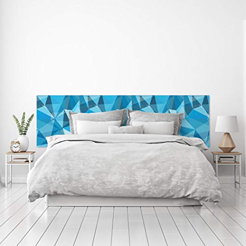 MEGADECOR Testiera per letto in PVC, decorativa, economica, design moderno, con prismi blu e turchese, diverse misure (200 cm x 60 cm)