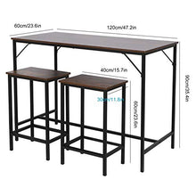 GOTOTOP Set di sedie da pranzo in legno, semplice da bar, sgabello, tavolo da pranzo, sedia da cucina, 1 tavolo e 2 sedie
