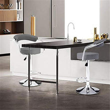 Set di 2 sgabelli da bar regolabili in altezza, con schienale, braccioli e poggiapiedi, in ecopelle, girevole a 360°, colore: grigio
