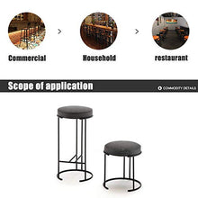 Sedia ufficio,Struttura in ferro Cuscino in tessuto grigio, seduta rotonda con piede alto Sgabello da bar Altezza piastra 75 cm (30 pollici), vernice spray nera, usata per ristoranti, bar, caffè, re