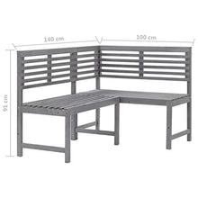vidaXL Panca da Giardino ad Angolo Grigia 140 cm Legno Massello Acacia
