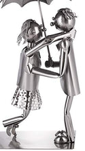 BRUBAKER Coppia Portabottiglie Vino con Ombrello - Oggetto Decorativo - Supporto per Bottiglie di Metallo - con Biglietto d'Auguri per il Vino Regalo