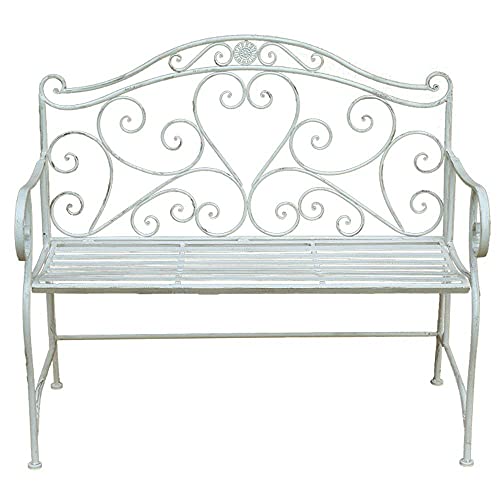 Panchina da giardino Panchine per il tempo libero da esterno, Panchine da terrazza in ghisa resistente alle intemperie e antiruggine, Panchina pieghevole a 2 posti con schienale e braccioli, Panchina