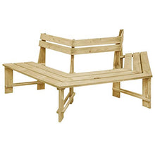 BIGTO Panca da giardino mezza esagonale 240 cm in legno di pino impregnato, 240 x 208 x 87 cm (lunghezza x larghezza x altezza).