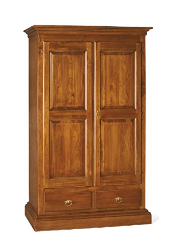 Lo Scrigno Arredamenti, Armadio Classico 2 Ante Dritto 2 cassetti Tinta Noce W246/N