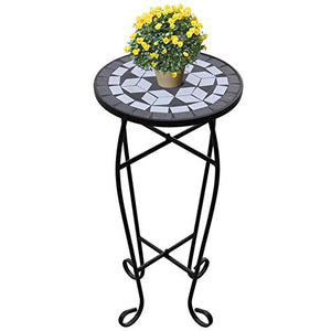 Zerone - Tavolo a mosaico, con mosaico, 30 x 60 cm, bianco e nero