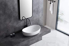 Eridanus Lavandino da Bagno da Tavolo Ovale, Lavabo in Ceramica Bianca, Lavandini da Bagno, 60 x 42 x 16,5 cm, Lavello con Scarico in Ceramica Incluso