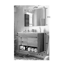 Bagno Italia Mobile Bagno cm 80 Rovere venato con lavandino Specchio colonna inclusa arredo moderno sospeso