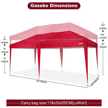 COBIZI Gazebo da Giardino 3 x 6 m Gazebo Pieghevole Impermeabile, con 6 Pareti Laterali e Gambe Regolabili e Finestra per Giardino, per Giardino, Picnic, Spiagge, Feste, Attività all'Aperto(Rosso)