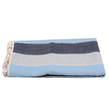 Weisin Dining Table Cloth Blue Spliced Stripe Tassel Tablecloth Decorative Home Accessory,Blu Navy