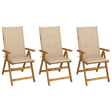 vidaXL Sedie da Giardino Pieghevoli 3 pz con Cuscini Acacia Massello