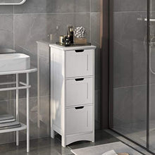 Badezimmerschrank, schmaler Badschrank mit 3 Schubladen, Beistellschrank, Kommode, Wohnzimmer, Küche, freistehend, weiÃμ, 30x30x82cm