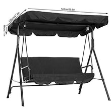 zcyg Copertura di Ricambio Dondolo da Giardino Copertura Battente, Doppia Giardino Outdoor Giardino Impermeabile Swing Sunshade del Parasole Canopy Panno di Ombra 142x120x18cm Nero