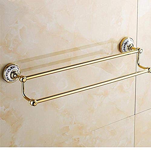 JKCKHA Northern Europe. cremagliera Mensole for Bagno Scaffale Rack Appendiabiti Bagno Hardware Oro Ciondolo Doppio Bagno Barra di Rame Bar Bagno Hardware