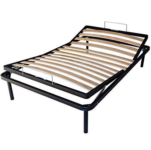 DOLCI SOGNI Rete Una Piazza e Mezza con Alzatesta e Alzapiedi, Reclinazione Manuale, Indipendente, Ideale per Gravidanza, Struttura Letto 120X190 in Ferro, Letto una Piazza e Mezza, 100% Made in Italy
