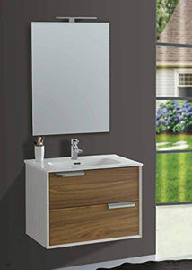 : Set Mobile Lavabo Specchio LED Arredo Bagno Moderno Boston70 CERAMICHEMIRANDA-Rovere