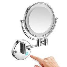 Specchio Trucco con Luce LED e Ingrandimento 1x / 10X, Specchio cosmetico da Parete 360° Girevole e Estensibile 7.8" Specchio da Barba, Luce Regolabile, USB Ricaricabile1