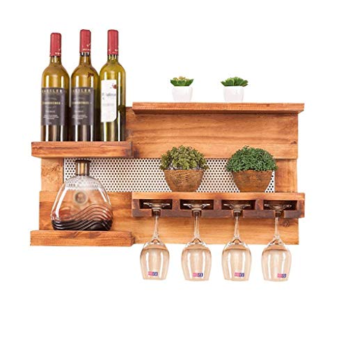 YUTRD ZCJUX Muro Rack Rustico Vino Supporto della cremagliera del Vino in Legno con Supporto di Vetro Vino, Vino Storage Rack Casa e Cucina Décor