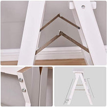 Sgabello legno Folding Passo Sgabello Ladder Sedie Sgabello Domestica Pine Portatile Pieghevole Banco Di Protezione Ambientale Cucina, Cuscinetto Peso 75kg ( Color : White , Size : 42*48*64cm )