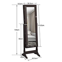 Vasca da bagno con luce a LED per armadietti di gioielli, armadietto, armadietto, con serratura e cassetto (marrone/altezza: 149 cm)