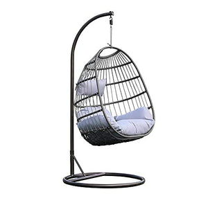 Sedia a Dondolo in Rattan,Sedia a Dondolo,Cesto Appeso,Cuscino per Seduta,Sedia a Sdraio,Sedia a Sdraio,Patio da Giardino,Coperta da Esterno,con Cuscino e Copertura,120x87x28cm