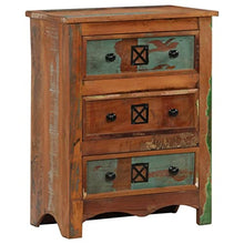 vidaXL Cassettiera in Legno Massello di Recupero Rustica 3 Cassetti Mobiletto Comodino Armadietto Arredamento Camera Salotto Lucidata
