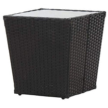 vidaXL Tavolino Tavolo Tavolinetto Tavolo di Servizio Tavolino Laterale Mobile Arredo Arredamento Nero 41,5x41,5x43 cm in Polyrattan e Vetro Temperato