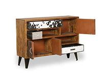 KS-Furniture Nepal - Cassettiera in legno massiccio con 3 cassetti, 120 x 35 x 88 cm, design industriale con ripiano portaoggetti, con ante