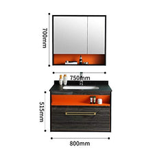 ZoSiP Set di Mobiletti Specchio e Lavabo Simple Bagno Cabinet Set da Parete Bagno in Legno Cabinet Rock Plate Basin Vanity Specchio per Lo Specchio (Color : Orange, Size : 50x80x51.5cm)