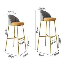 MYAOU Sedie da Cucina Sgabelli da Bar Neri con Schienale Sgabello da Bar in Pelle Grigia per caffè da Salotto Sedie da bancone con poggiapiedi e Base in Metallo, 65 cm / 75 cm