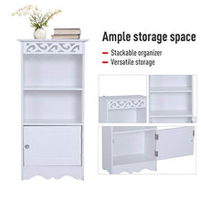 homcom Mobiletto da terra e un Armadietto 2 Ripiani Anta in MDF Bianco Bagno MDF 40L x 23P x 80A cm Bianco