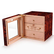 20 Sigari Raffreddamento Humidor Tre Piani Dello Spazio Legno Di Cedro Cigar Idratante Governo Esterno Igrometro Cottura Processo Cabinet Trasparente ( Color : Red , Size : 24*26*24cm )