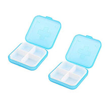 2pcs Rimovibile 4 Cellule Pillola Medicina Drug Storage Case Portable Organizer Box Blu