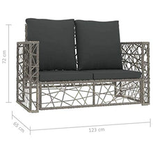 vidaXL Set Divani da Giardino 2 pz con Cuscini Foderati Lavabili Modulare Leggero Elegante Sofa con Poggiapiedi Arredi da Esterno in Polyrattan Grigio