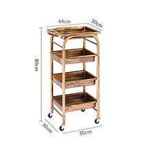 YIN YIN Carrello per Ripiani Cucina Rack Classic Ruota Mobile Multifunzione in Metallo Scaffale Soggiorno Camera da Letto 35X30X80cm Carrello a rulli (Color : Gold)