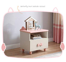 Comodino per Cameretta Bambina Comodini Fiocco Rosa Comodina con Cassetti in Legno Piccola Libreria Stile Carino