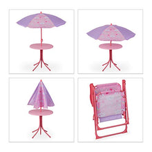Relaxdays, Rosa Tavolo Bambini con Ombrellone, Set con 2 Sedie, da Campeggio & Giardino, Tavolino Picnic