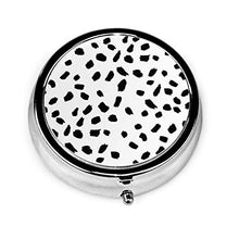 Spotty - Contenitore rotondo per pillole con 3 scomparti, in metallo, per medicine, vitamine, per viaggi all'aperto