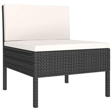 OUSEE Set Divani da Giardino 3 pz con Cuscini in Polyrattan Nero