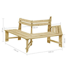 BIGTO Panca da giardino mezza esagonale 240 cm in legno di pino impregnato, 240 x 208 x 87 cm (lunghezza x larghezza x altezza).