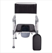 Commode Chair - 3 in 1 Alluminio Pieghevole Portatile Servizi igienici di Sicurezza del Telaio Bagno Doccia Sedile for Anziani Adulti disabili Anziani, Altezza Regolabile