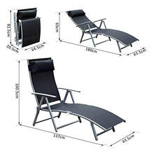 miozzi Sdraio Prendisole Relax Reclinabile Pieghevole in Metallo 137x63.5x100.5 cm Nero