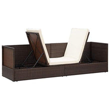 Tidyard Lettino Prendisole da Giardino Cuscini in Polyrattan per Giardino Terrazzo Balcone,Lettino da Sole,Lettino da Esterno,200 x 60 x 58 cm,Marrone