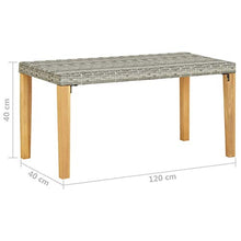 vidaXL Panchina da Giardino 120 cm Grigio Polyrattan Massello d'Acacia