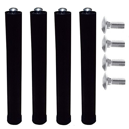 DOLCI SOGNI Set 4 Piedi Letto, Piedi per Rete a Doghe Universali, Fissaggio Bullone M8, Gambe Letto in Acciaio Nero, Altezza 30 cm, Piedini Letto Matrimoniale e Letto Singolo, 100% Made in Italy