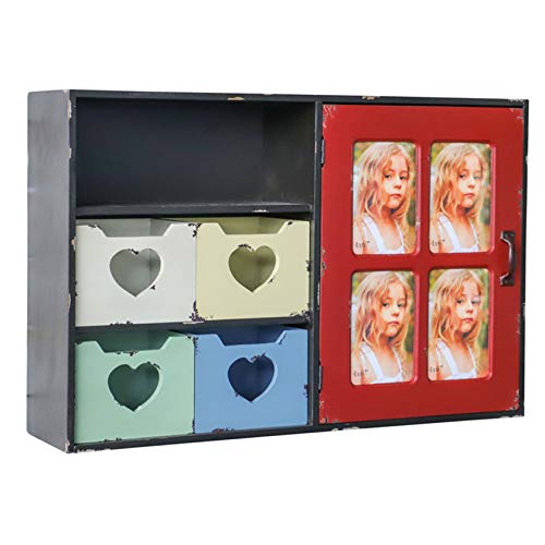 SuoANI Armadio Rustico Rustico con Porta A Muro Armadio in Legno per Curiosità Organizzatore per Ingresso con 4 Cassetti Armadio Decorativo Sospeso