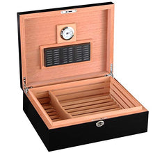 QINJLI Grande Doppio Strato di Cigar Box con Legno di Cedro Foderato con 25-50 sigari, Perfetto Tavolo for Cigar Box Set (con igrometro e umidificatore)